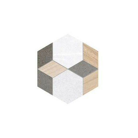 SEINE HEXAGONO MAYEIX MULTICOLOR - Carrelage hexagonal mélange de bois et de pierre - Blanc, Gris, Beige, Anthracite