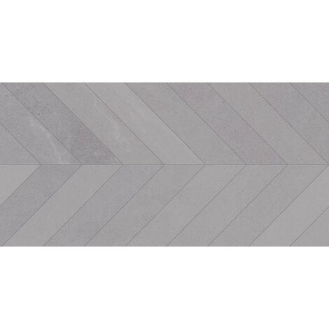 SEINE RILSE GRIS - Carrelage aspect pierre chevron 60x120 cm grand format - Gris