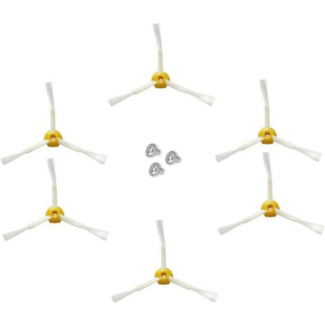 Seitenbürste für Irobot Roomba Serie 500 600 700 (Gelb, 6 Stück 3-Arm-Seitenbürste)