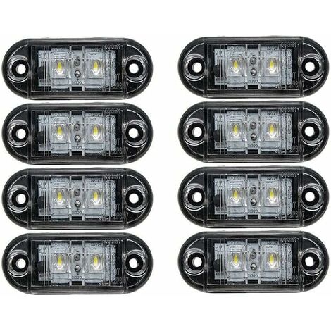 Seitenmarkierungsleuchten fürs Auto, 8 Stück, 12 V/24 V, LED, universelle Signalleuchte für LKW, Anhänger, Transporter, Wohnwagen, LKW, Weiß