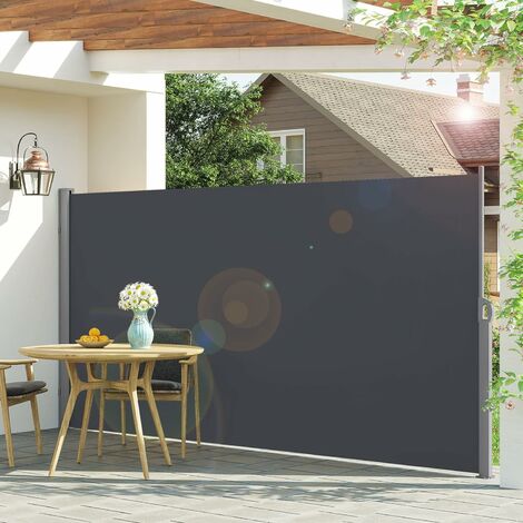 Seitenmarkise, ausziehbar 180 x 300 cm Seitenwandmarkise Markise, Sichtschutz, Sonnenschutz, Blickdicht, Seitenrollo, für Balkon, Garten, Terrasse, LARMNEE EBK183TBP02