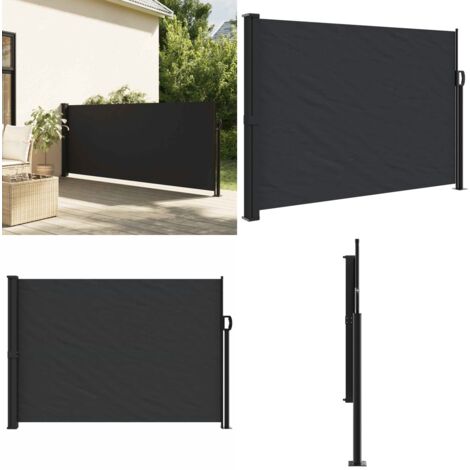 Seitenmarkise Ausziehbar Schwarz 140x500 cm - Seitenmarkise - Gartensonne - Sonnensschutz - Balkonabdeckung - Terrassenüberdachung - Home & Living