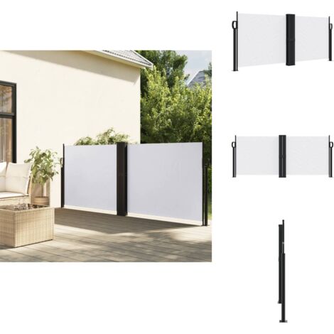 Seitenmarkise Ausziehbar Weiß 100x600 cm - Seitenmarkise - Gartensichtschutz - Sonnenschutz - Balkonmarkise - Terrassenmarkise