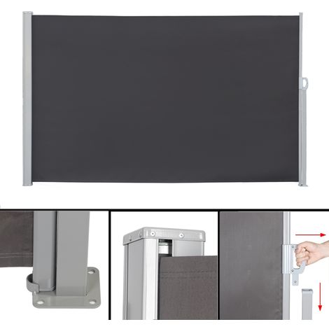Seitenmarkise Balkonmarkise - Windschutz Seitenrollo Sichtschutzwand in Anthrazit 160x300CM