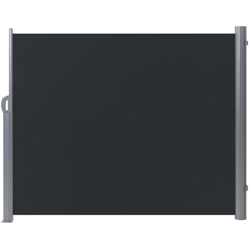 Beliani Seitenmarkise Graphitgrau Aluminium 160x300 Cm Ausziehbar Mit Standfuß Wasserabweisender Uv-beständiger Stoff Outdoor Garten Terrasse