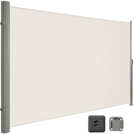 HOOBRO Seitenmarkise, Rahmen aus Vollaluminium, 160 x 400 cm, ausziehbar Markise, Sichtschutz, seitliche Vordächer, Balkone, Terrassen, Garten, Sonnenschutz, Seitenrollo,LARMNEE EBE164BP02