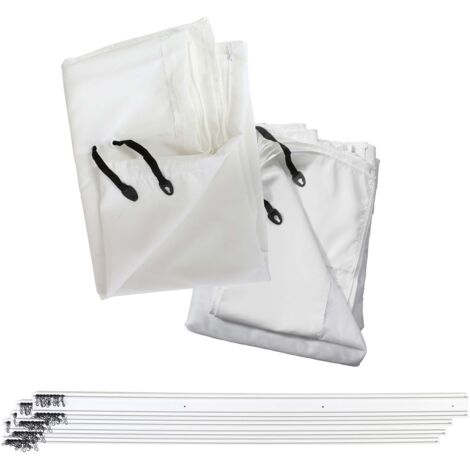 Seitenwand für Pergola HHG-384, 4er-Set + Moskitonetz Pavillon Ersatzseitenwand 4x3m weiß