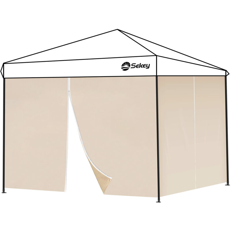 2 Seitenteile Seitenwände Für Pavillon 3×3m Wasserdicht Für Festzelt, Partyzelt, 1fenster, Taupe - Sekey
