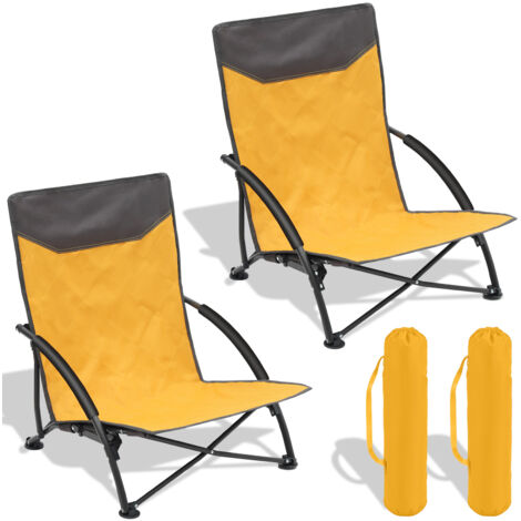 Sekey 2er Set Liegestuhl Strandstuhl Klappbar mit Tasche Campingstuhl für Strand Klappstuhl Angelstuhl Faltstuhl - Gelb