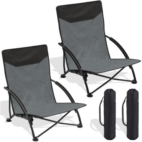 Sekey 2er Set Liegestuhl Strandstuhl Klappbar mit Tasche Campingstuhl für Strand Klappstuhl Angelstuhl Faltstuhl - Grau