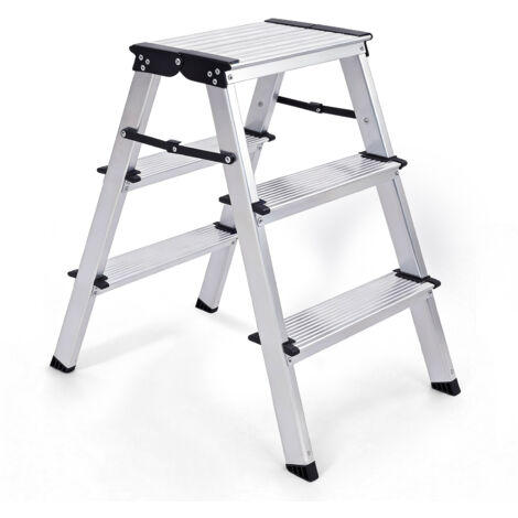 Sekey 3-stufige Aluminium-Trittleiter – sicherer Stand für höhere Arbeiten im Haushalt, Garten und in der Garage