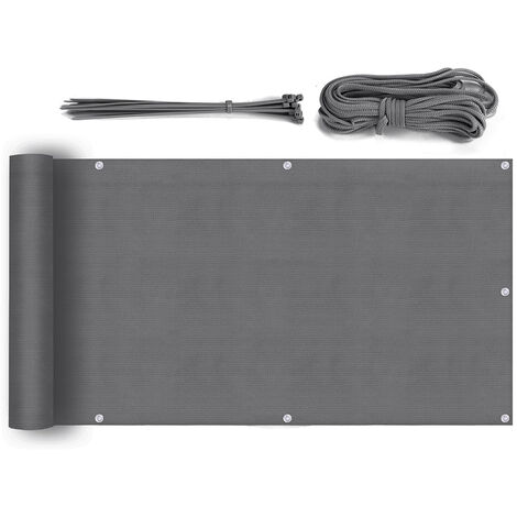 Sekey Balkon Sichtschutz HDPE 220g/m² Balkonbespannung Anthrazit 0,75 x 6m