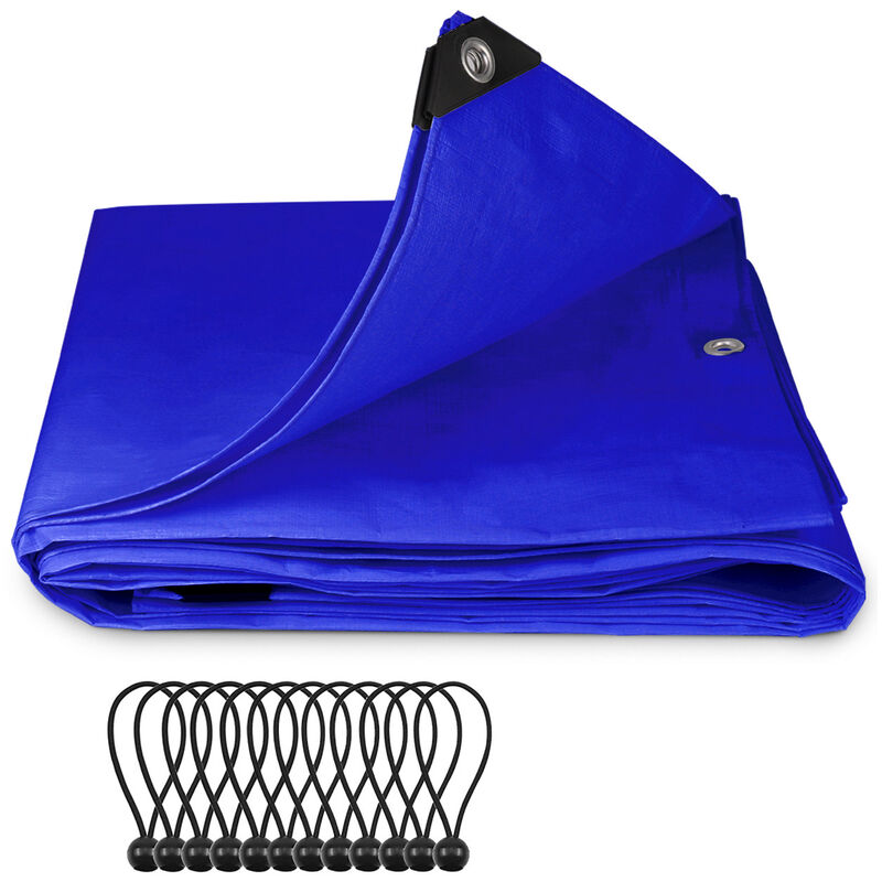 Bâche de protection, imperméable et indéchirable, 3X6 m, 200 g/m² PE, Bleu - Sekey