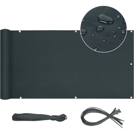 Sekey Brise Vue Balcon Occultant Oxford Protection UV Opaque Résistant aux Intempéries 80 x 300cm, avec Attaches de câble et Cordons, Anthracite