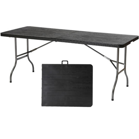 Sekey Buffettisch Tisch klappbar, Rattan Optik Campingtisch Partytisch Klapptisch Gartentisch mit Tragegriff für Garten Balkon Terrasse, 150,5x70,5x73 cm