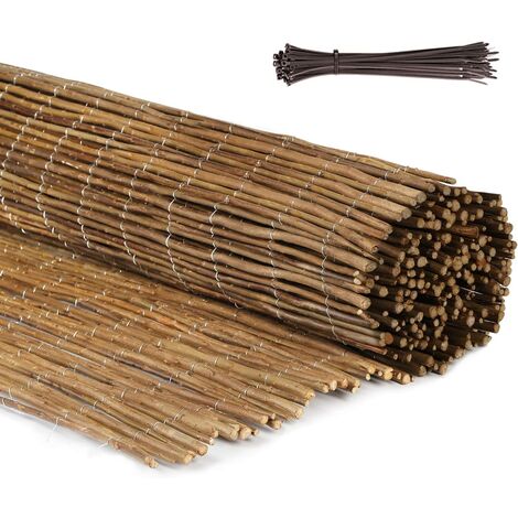 Sekey Cl?ture de protection en saule tapis de protection en osier coupe-vent avec serre-c?bles,