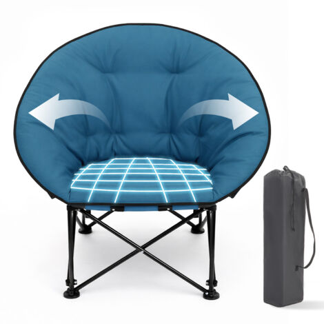 Sekey Chaise de Camping XXL Pliable et Rembourrée – Sessel Confort 140 kg – Jardin, Pêche, Balcon et Outdoor – Bleu