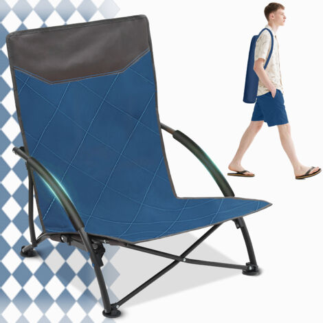 Sekey Chaise pliante de plage – Fauteuil pliable léger à assise basse avec dossier confortable – Charge max 140 kg – Bleu