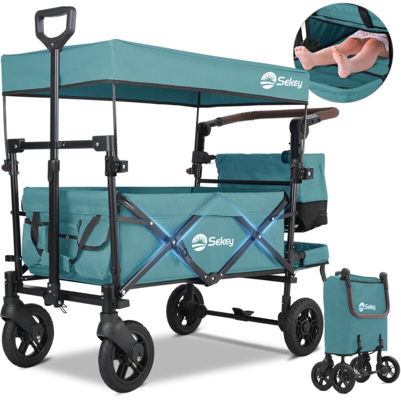 Chariot enfant pliable de plage transport poussette jardin courses avec Toit