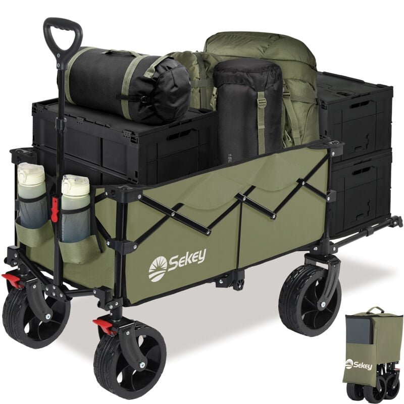 Chariot de Plage Transport avec Hayon Arrière Extensible jusqu'à 150KG - Sekey
