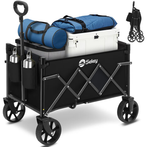 Sekey Chariot pliable 4 roues – charge 80 kg – Noir