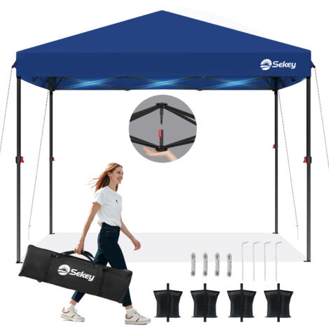 Sekey Faltpavillon 3x3m Pop Up Pavillon Partyzelt mit 4 Sandsäcken, Wasserdicht - UV-Schutz 53+, für Festival, Events, Picknicks, Navy
