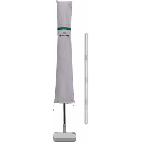 Sekey Housse de Protection pour Ø2m-3.5m Parasol,Couverture de Parasol avec Grilles D’aération,100% Polyester, Gris Clair