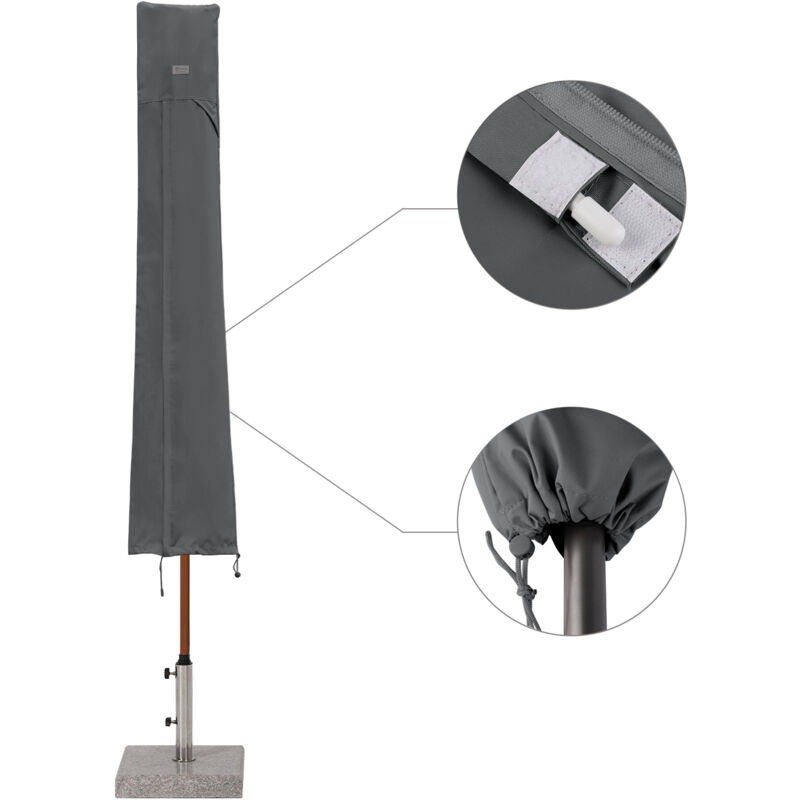 Sekey - Housse de protection pour parasol Housse de protection pour parasol de jardin Gris, 190 x 30/50cm