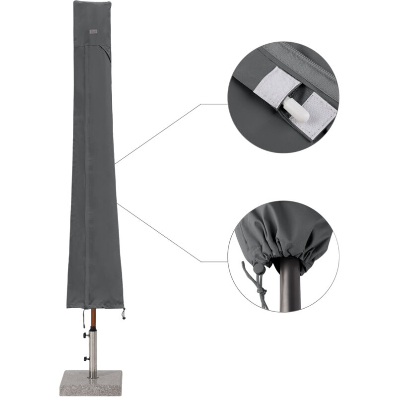 Sekey Housse de protection pour parasol Housse de protection pour parasol de jardin Gris, 220 x 30/50cm