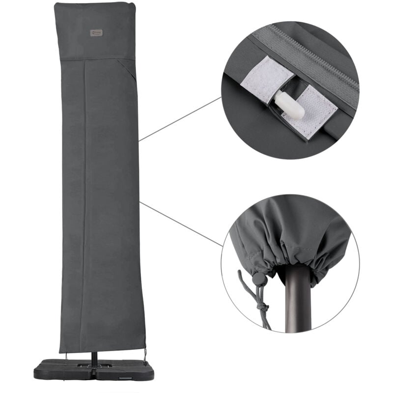 Sekey - Housse de protection pour parasol Housse de protection pour parasol de jardin Gris, 260 x 65cm