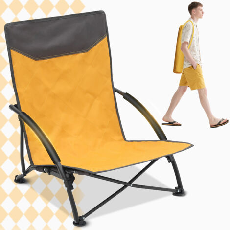 Sekey Klappstuhl Strandliegestuhl Klappbar leicht niedriger Strandstuhl Campingstuhl, Gelb