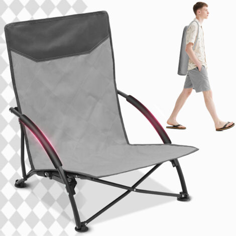 Sekey Klappstuhl Strandliegestuhl Klappbar leicht niedriger Strandstuhl Campingstuhl, Grau
