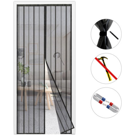 Magnet Fliegengitter Für Tür 160 X 200 Cm – Grau, Mit Klettband, Ohne Bohren, Insektenschutz Für Balkon & Terrasse