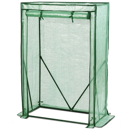 Sekey Mini Serre de Jardin Petite Tunnel Hivernage Chauffage Avec Porte Balcon Adossée Vert