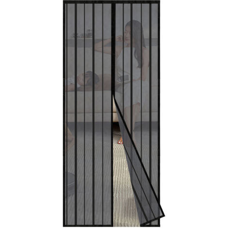 Moustiquaire Porte Magnetique 155 X 265 Cm Facile à Installer Sans Percer Rideau De Porte Anti Insecte Mouche Portes De Balcon Portes Coulissantes Noir