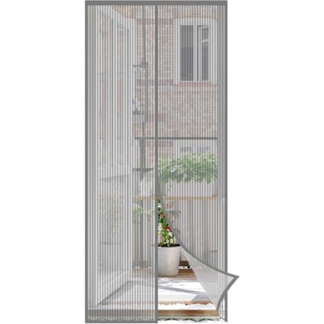 Sekey Moustiquaire Magnétique pour Porte sans Perçage – Rideau Anti-Insectes en Fil de Pêche, Résistant aux Chats Gris, 90 x 210 cm