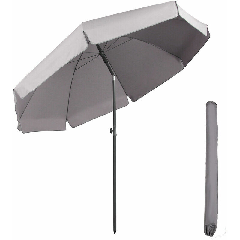 Sekey parasol terrasse Rond Ø 217 cm (longue d'arc 240 cm) UPF25+, Gris clair