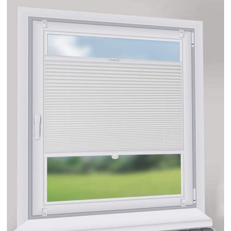 Sekey Plissee ohne Bohren Verdunkelung, Fenster Plissee Klemmfix Jalousie, Weiß, 80x130cm