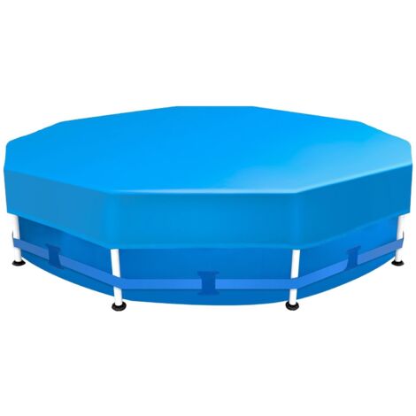 Sekey Poolabdeckung Rund Passend für Runde Stahlrahmenbecken, Verstellbare Schnallen & Klettverschlüssen, Wind- & Staubdicht, Reißfestes Hochdichtes Abdeckplane, 305 cm, Blau