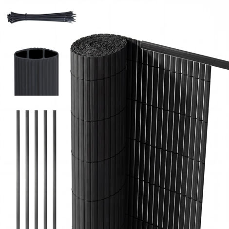 Sekey PVC Sichtschutzmatte mit Abdeckprofil & Kabelbindern - Balkon Sichtschutz Sichtschutzzaun, 100x500 cm
