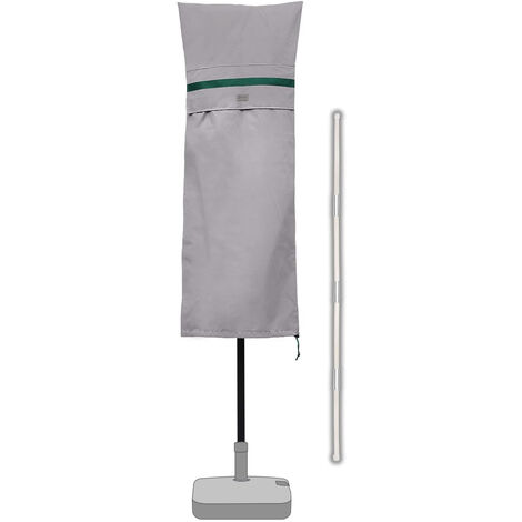 Sekey Schutzhülle mit Stab, Abdeckung für Doppelsonnenschirm mit Kurbel, Marktschirm, 460 x 270 cm, Hellgrau