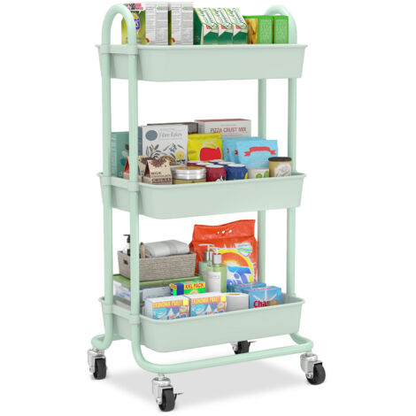 Sekey Servierwagen auf Rollen, Rollwagen mit 3 Ebenen für Küche & Wohnzimmer, Küchenwagen 34 x 42,7 x 84,4 cm