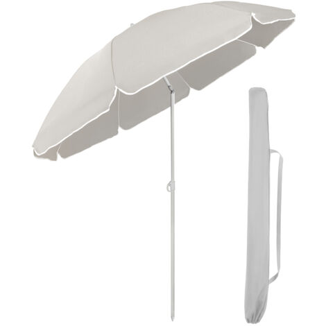 Sekey Sonnenschirm Ø 180 cm Balkonschirm Rund Strandschirm Sonnenschirm mit Schutzhülle, Graubeige