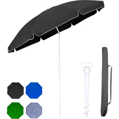 Sekey Sonnenschirm  180 cm Rund Strandschirm Balkonschirm mit Tragetasch und Bodenh¨¹lse, Grau