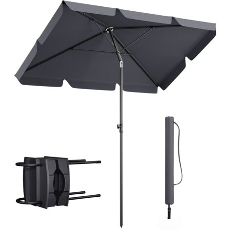 Sekey Sonnenschirm 200 x 125 cm Balkonschirm rechteckig hhenverstellbar, mit Schutzh¨¹lle, Grau
