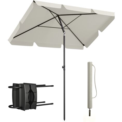 Sekey Sonnenschirm 200 x 125 cm Balkonschirm rechteckig höhenverstellbar, mit Schutzhülle, Graubeige
