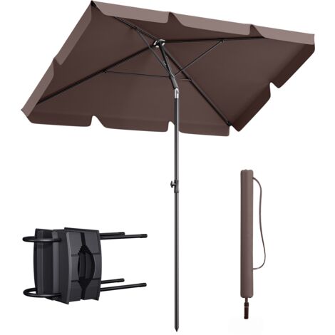 Sekey Sonnenschirm 200 x 125 cm Balkonschirm rechteckig höhenverstellbar, mit Schutzhülle,Taupe