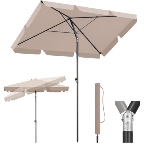 Sekey Sonnenschirm 200 x 125 cm Balkonschirm Rechteckig Sonnenschirm mit Schutzhüllem, Taupe
