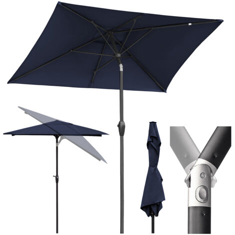 Sekey Sonnenschirm 210 x 140 cm Aluminum Sonnenschirm Rechteckig Marktschirm mit Kurbel