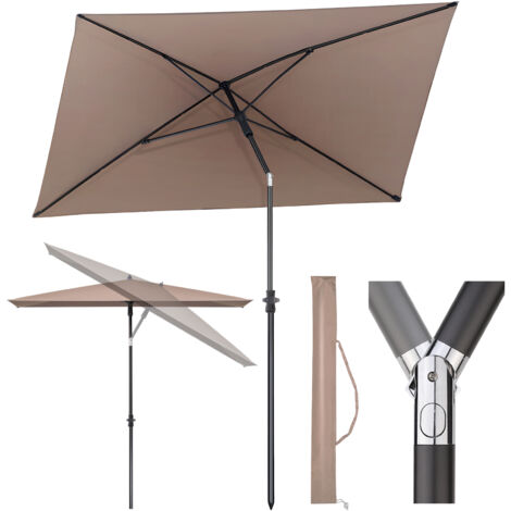 Sekey Sonnenschirm 210 x 140 cm Balkonschirm Rechteckig Sonnenschirm mit Schutzhülle, Taupe